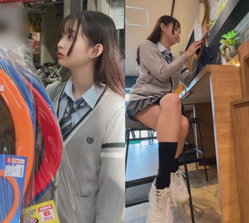 街中ミニスカ観察 パンティワカメちゃん状態の学生2名 TちゃんとAちゃん サンプル1