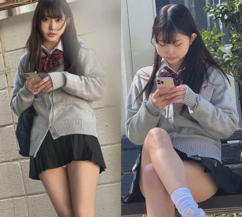 街中ミニスカ観察 パンティワカメちゃん状態の学生2名 TちゃんとAちゃん サンプル7
