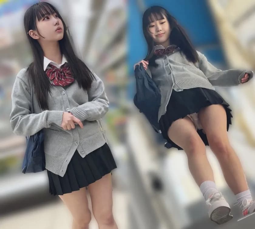 街中ミニスカ観察 パンティワカメちゃん状態の学生2名 TちゃんとAちゃん サンプル8
