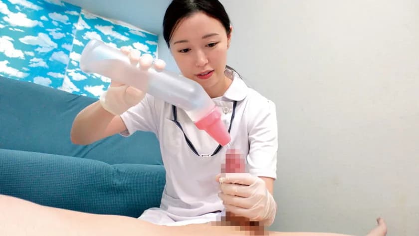 ガチ白衣の天使のようなナースさん！！「超敏感な童貞君の陰部洗浄してくれませんか！？」洗浄されるだけでフル勃起&大暴発しちゃう童貞チ○ポにカワイイ看護師さんがエチエチム… サンプル4